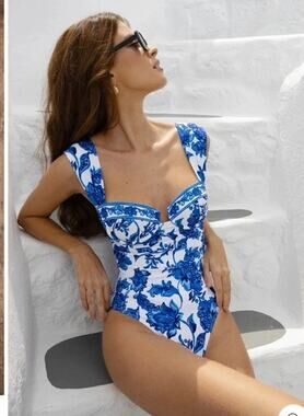 Alexandra Miro ZELLA One Piece Underwire SWIMSUIT - BLUE CAPRI XS NWT $328